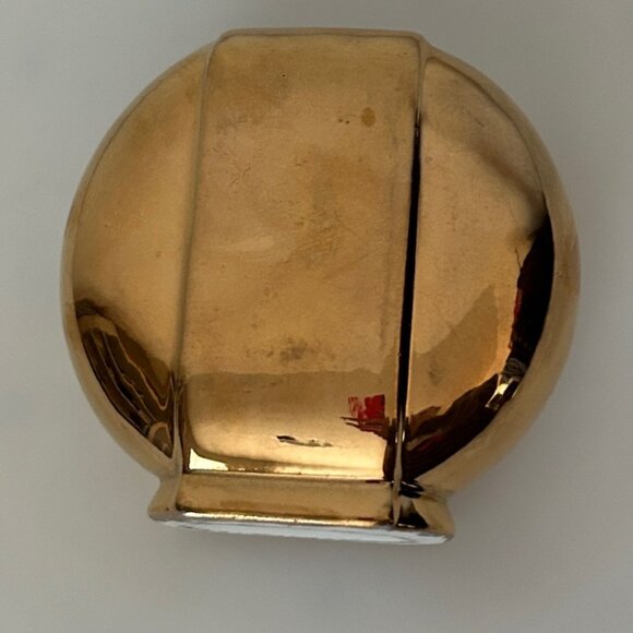 Vintage Round Gold Ceramic Vase - Picture 10 of 10